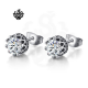 Silver stud swarovski crystal stainless steel crown earrings 1ct soft gothic