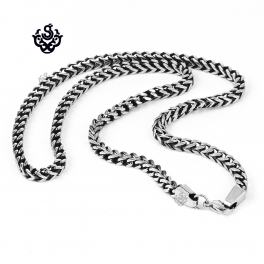 Silver black necklace solid stainless steel vintage style link chain