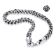 Silver black stainless steel vintage style solid chain bracelet length 1