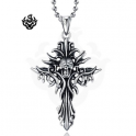 Silver pendant swarovski crystal stainless steel cross skull gothic necklace