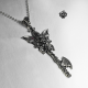 Silver black cross pendant solid stainless steel necklace
