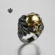 Silver gold bikies ring solid stainless steel skull angel wings band soft gothic