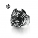 Silver dog Bulldog ring solid stainless steel band