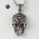 Silver pendant red swarovski crystal stainless steel skull necklace