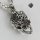 Silver pendant red swarovski crystal stainless steel skull necklace
