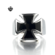 Silver cross skulls ring solid stainless steel band