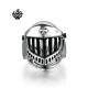 Silver bikies ring solid stainless steel skull knight helmet band openable
