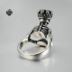 Silver skull ring Three wise monkeys solid stainless steel band