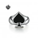 Silver skeleton hand poker card spade ring solid stainless steel band