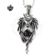 Wolf black swarovski crystal vintage style soft gothic pendant necklace