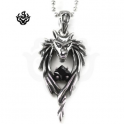 Wolf black swarovski crystal vintage style soft gothic pendant necklace