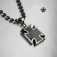 Silver black cross pendant stainless steel necklace