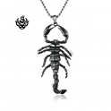 Silver scorpion pendant movable solid stainless steel necklace big size