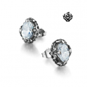 Silver stud oval swarovski crystal earrings vintage style
