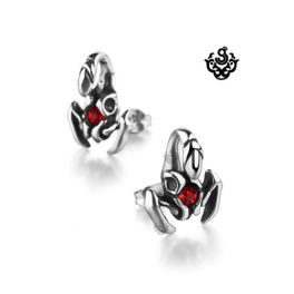 Silver stud red swarovski crystal stainless steel scorpion earrings