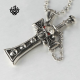 Silver cross skulls sheath sword red crystal gothic pendant necklace vintage