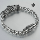 Silver bracelet black swarovski crystal chain stainless steel fleur-de-lis