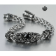 Silver bracelet black swarovski crystal chain stainless steel fleur-de-lis