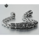 Silver bracelet biker chain stainless steel skull solid soft gothic