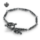  Silver skull bracelet stainless steel fleur-de-lis cross chain soft gothic