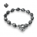  Silver skull bracelet stainless steel chain soft gothic