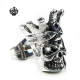 Silver stud red swarovski crystal stainless steel king skull single earring