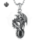 Silver pendant vintage style stainless steel dragon swarovski crystal necklace