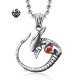 Silver Alien pendant with gemstone solid stainless steel necklace