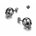 Silver stud solid stainless steel skull earrings soft gothic
