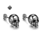 Silver stud solid stainless steel skull earrings soft gothic