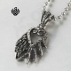 Silver dragon wing eagle wing heart clear crystals stainless steel pendant cool