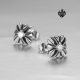 Silver stud swarovski crystal stainless steel cross Fleur-De-Lis earrings