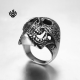 Silver biker ring stainless steel tattooed skull band punk soft gothic