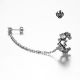 Silver swarovski crystal stud stainless steel skull pirate sword single earring
