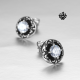 Silver stud swarovski crystal stainless steel Fleur-De-Lis earrings