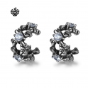 Silver stud swarovski crystal stainless steel crown earrings 1ct soft gothic