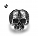 Silver bikies ring stainless steel skull band soft gothic punk