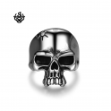 Silver bikies ring stainless steel skull band punk soft gothic 