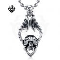Silver wings skull swarovski crystal stainless steel gothic pendant necklace new