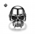 Silver bikies ring stainless steel skull band punk soft gothic
