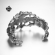 Silver biker bracelet stainless steel men skull Fleur-De-Lis cuff bangle