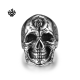 Silver biker ring stainless steel cracked skull band punk soft gothic US 13