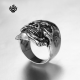 Silver biker ring stainless steel cracked skull band punk soft gothic US 13