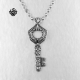 Silver pendant black swarovski crystal key stainless steel necklace soft gothic