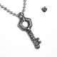 Silver pendant black swarovski crystal key stainless steel necklace soft gothic