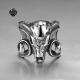 Silver biker ring stainless steel Ram's goat head skull band soft gothic