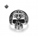 Silver bikies ring stainless steel skull band soft gothic punk