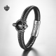 Silver leopard bangle stainless steel wide cuff bracelet solid heavy