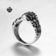 Silver biker ring stainless steel skull king crown band soft gothic punk 