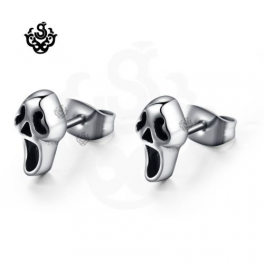 Silver stud stainless steel ghost earrings soft gothic
